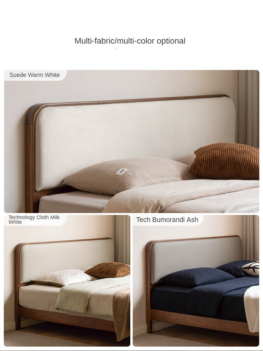 Rubber wood, Oak Solid Wood Bed Technology Fabric