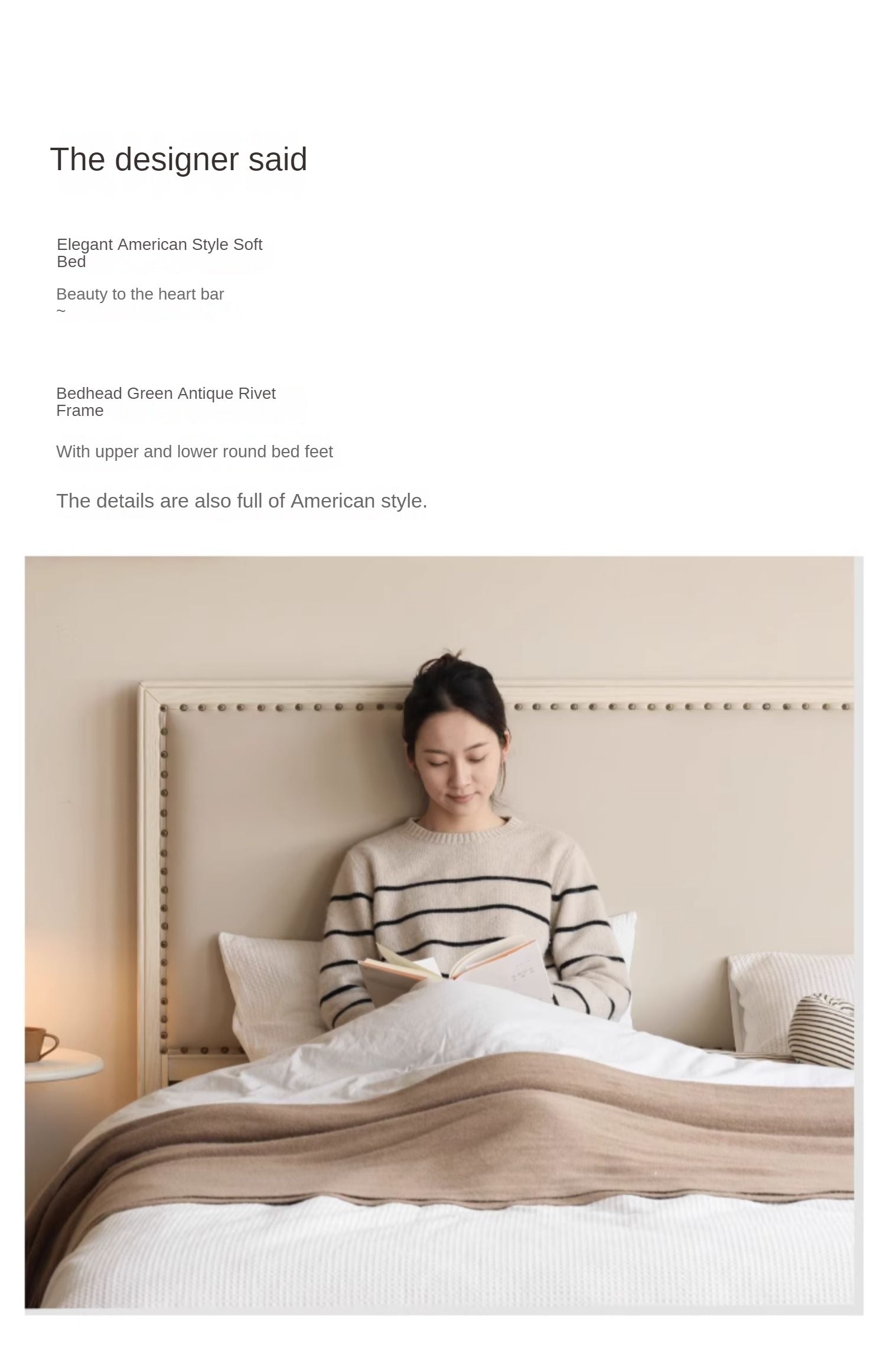 Oak Solid Wood Technology Fabric Soft Bed