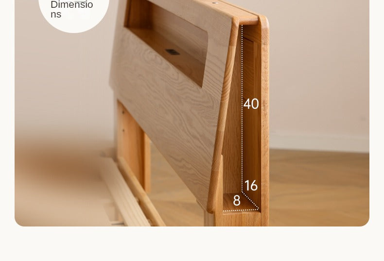 Oak, Beech Solid Wood With Light And Bookshelf Bed