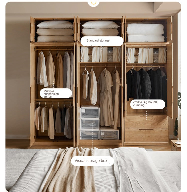 Ash Solid Wood Wardrobe Modern.
