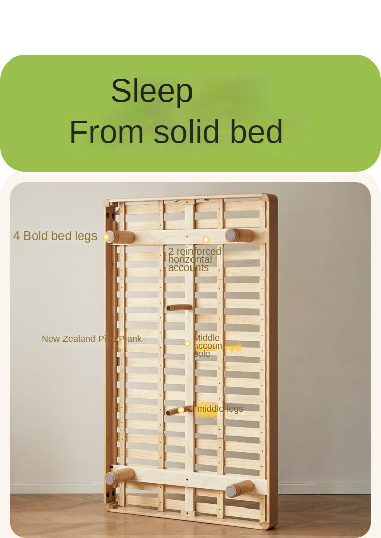 Beech Solid Wood Children's Splicing Platform Bed, Headboard-Free Bed