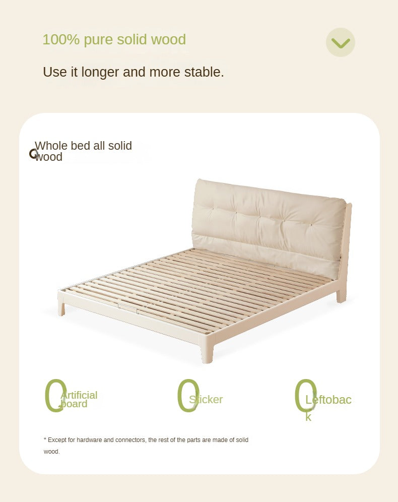 Rubber Solid Wood Fabric Leather Soft Bed