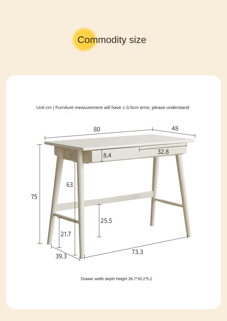Rubberwood Solid Wood Modern Cream Style Study Desk