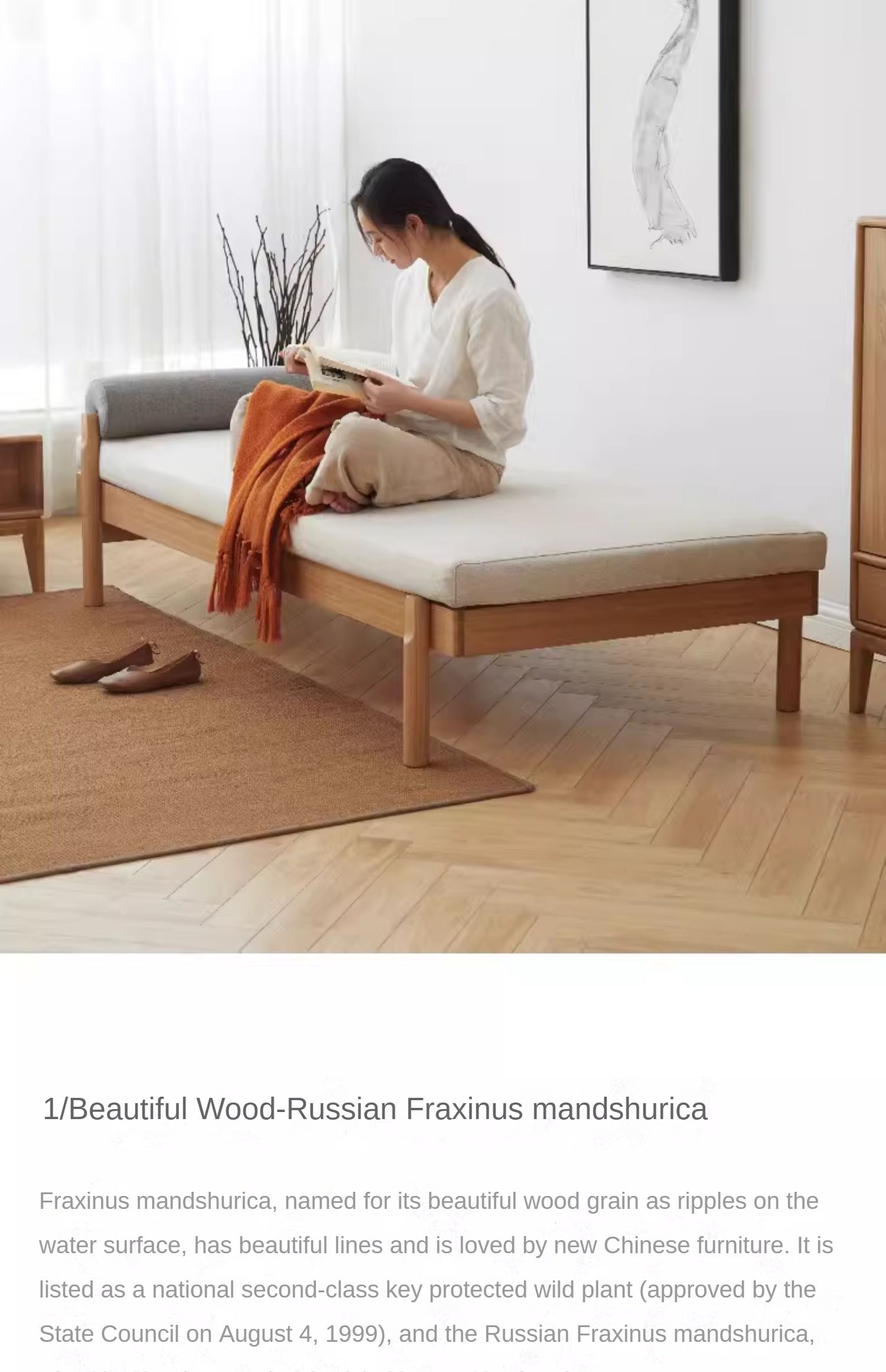 Ash Solid Wood Fabric Sofa.
