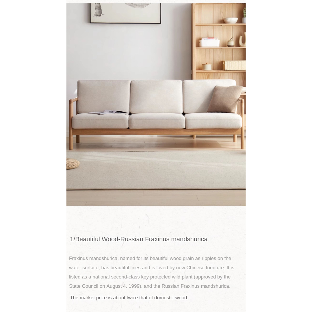 Ash Solid Wood Sofa Single Armchair-