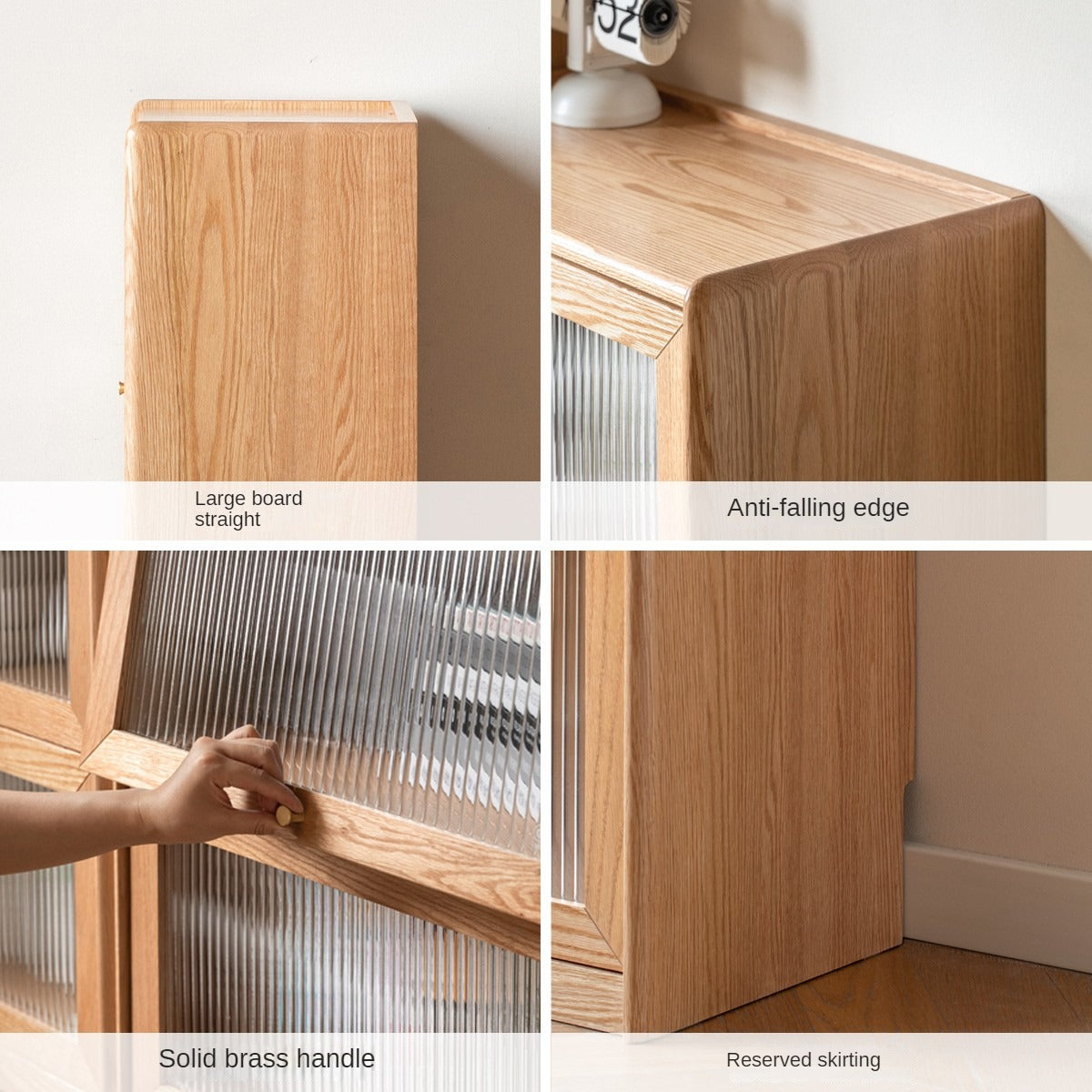Oak Solid Wood Flip-Up Door Bookcase Combination Cabine
