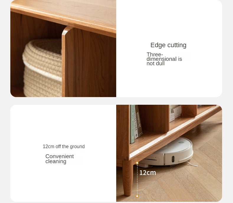 Cherry, Oak Solid Wood Bookshelf Lattice Cabinet