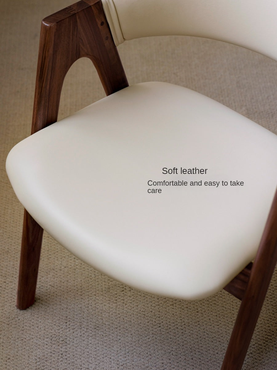 Black Walnut, Oak Solid Wood, Solid RubberWood Organic Leather, fabric Armchair 4 pcs