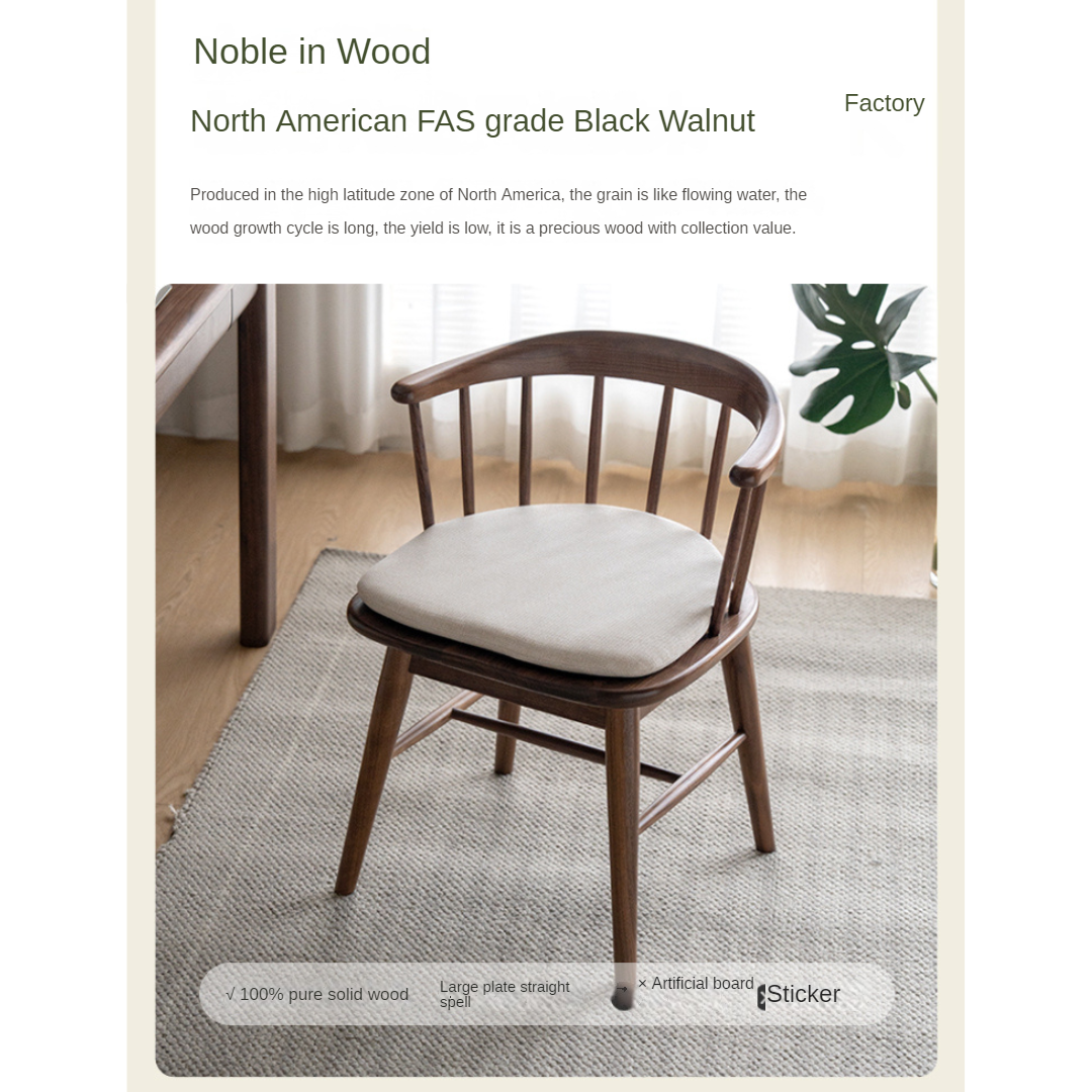 Black Walnut, Oak, Cherry Color Solid Wood Rotating Chair