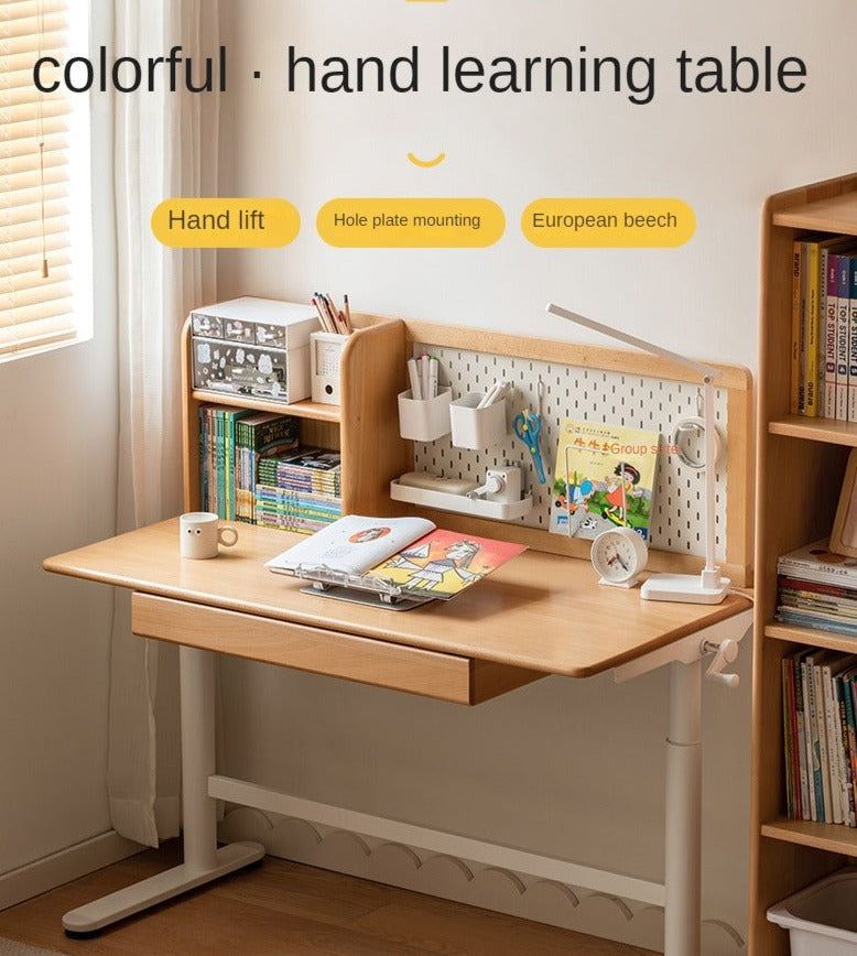 Beech Solid Wood Hand-Cranked Lifting Table Board Shelf DIY