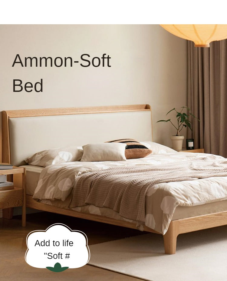 Oak Solid Wood Technology Cloth Modern and Simple Bed