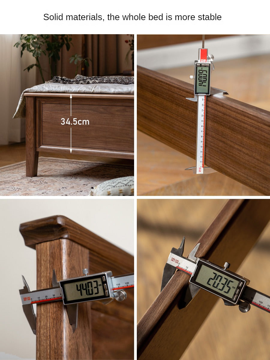 Black walnut solid wood American retro bed