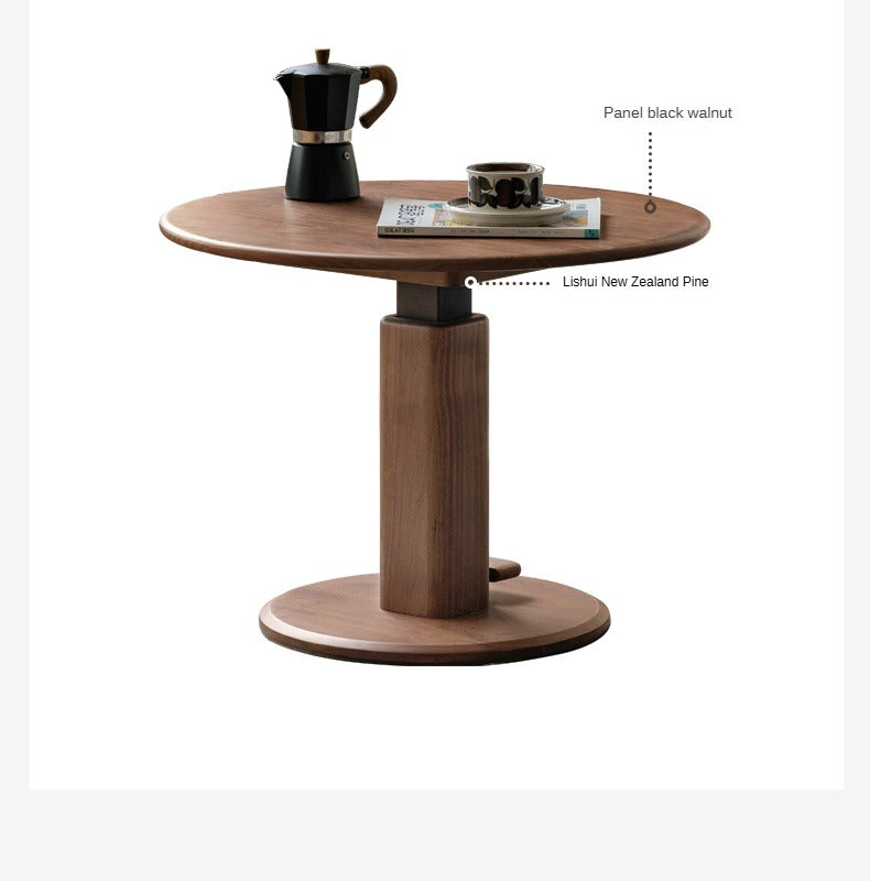 Black Walnut, Golden Sandalwood, Oak Round Solid Wood Coffee Table