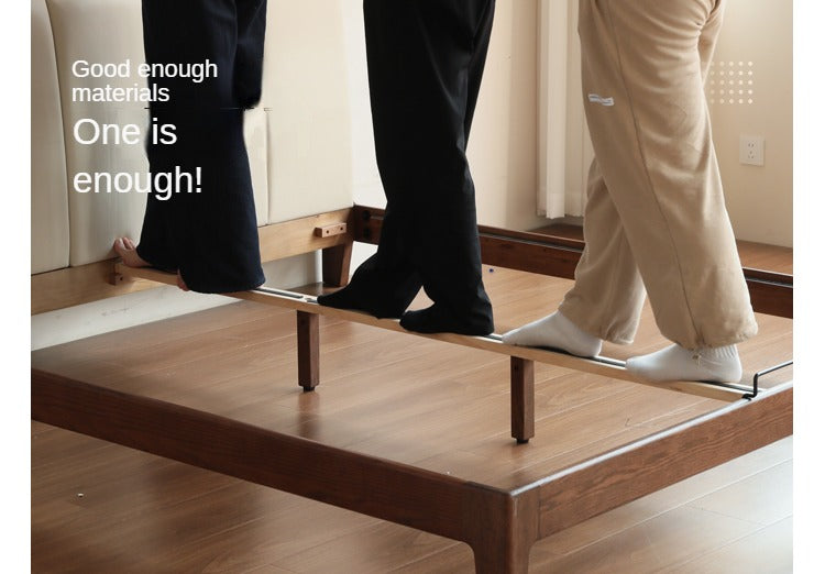 Oak, Rubberwood Solid Wood Genuine Leather, eco Leather Bed Modern