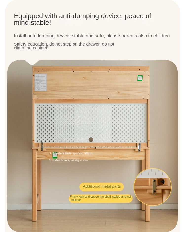 Beech, Oak, Poplar Solid Wood Study Desk with Shelf