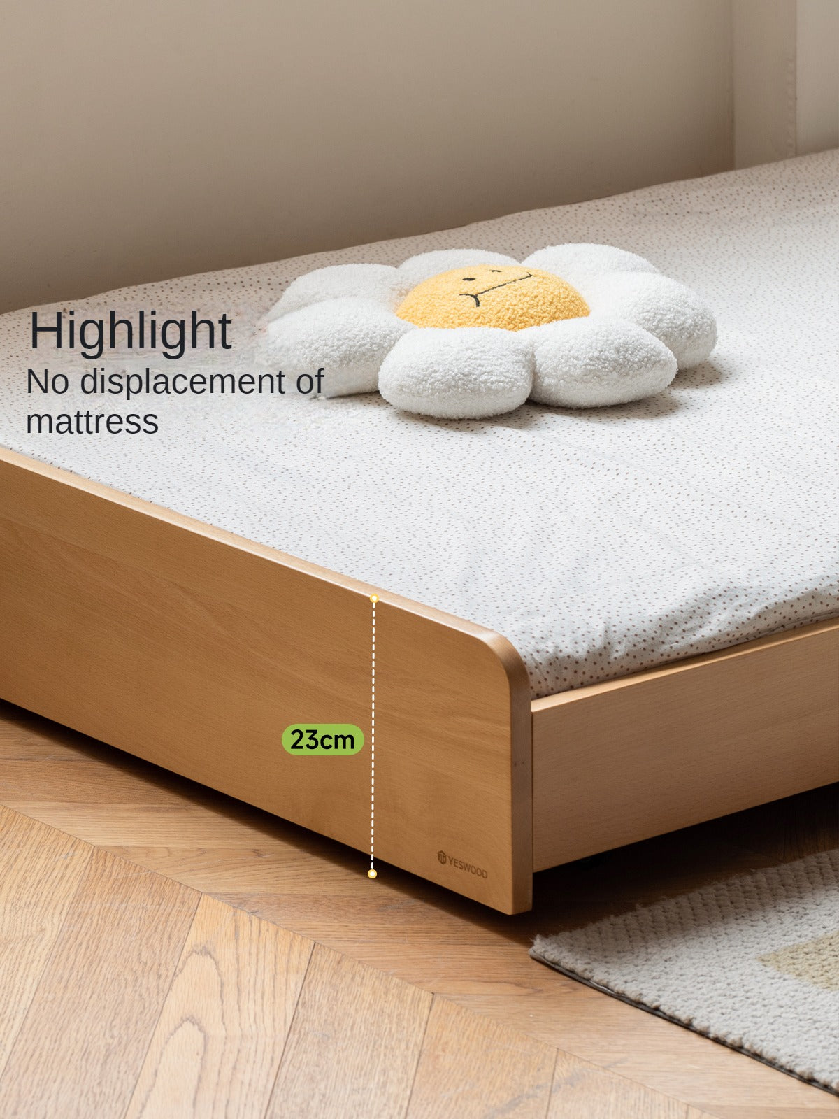 Oak, Beech solid wood floor bed with pulley toddler bed<