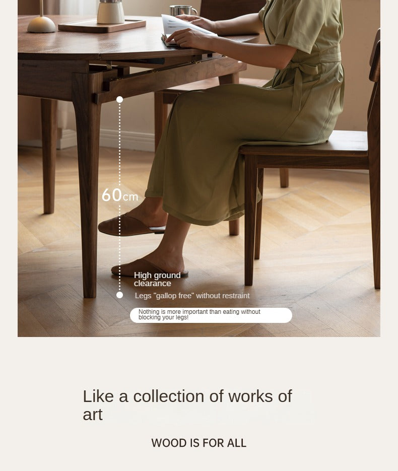 Oak Solid Wood Modern Folding Round Dining Table