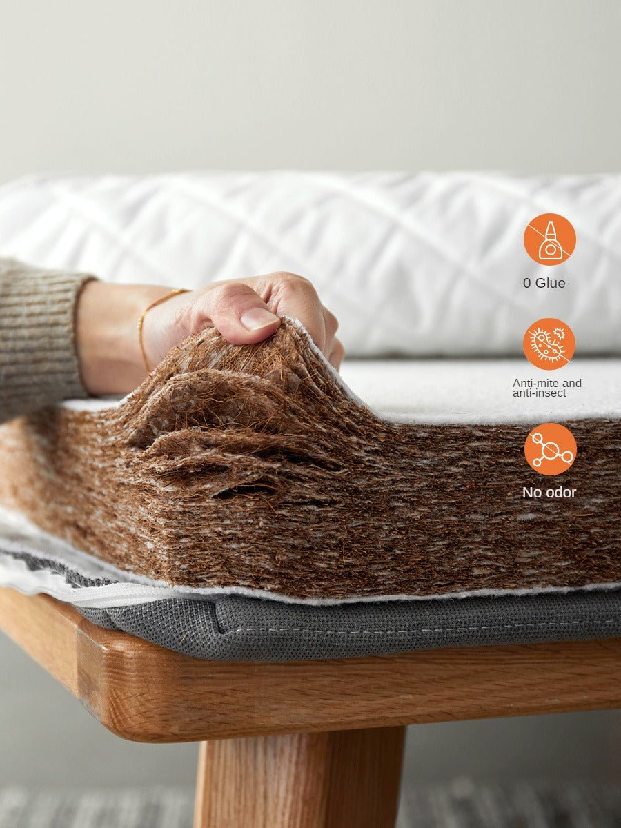 Zero-Glue Natural Coconut Fiber Eco-Friendly Double Mattress, Thin and Firm with Spinal Support 12cm, 8cm, 6cm