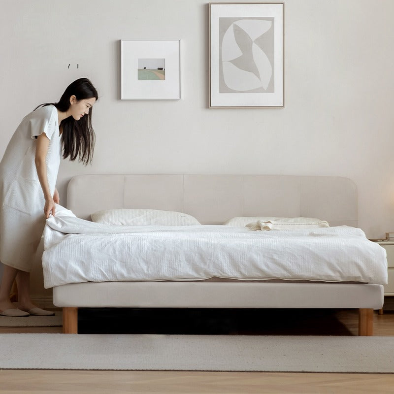 Fabric Nordic Simple Soft Bed Cream Style