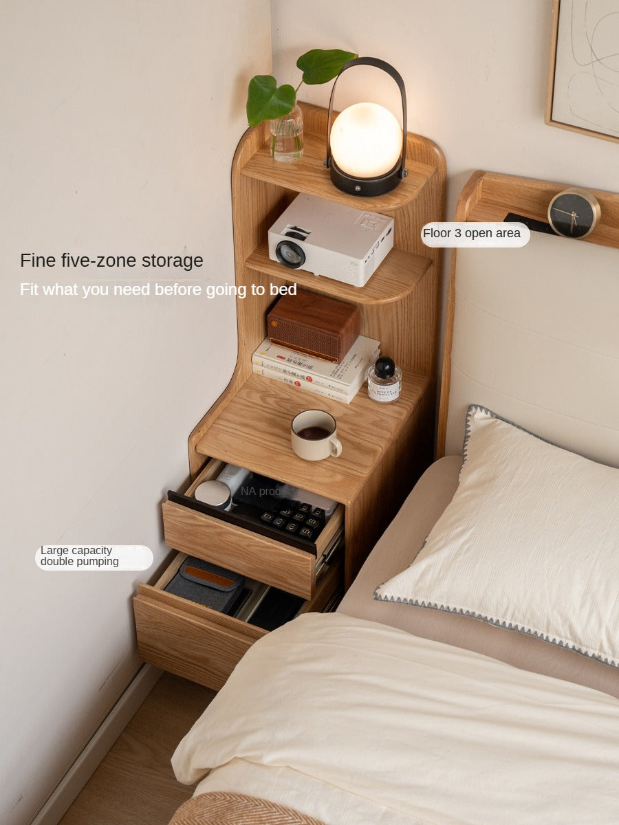 Oak Solid Wood Modern Nightstand.