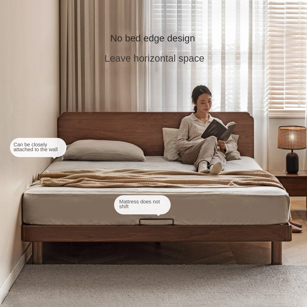 Oak, North American black walnut solid wood bed