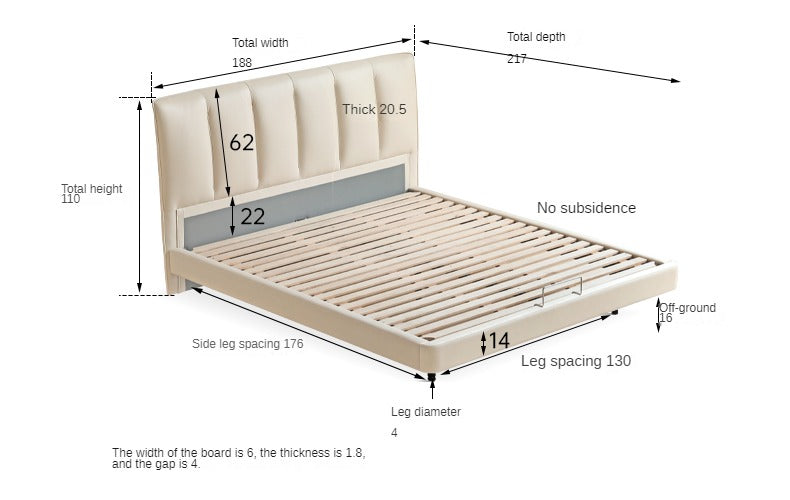 Genuine Leather Suspended Light Luxury Cream Style Bed