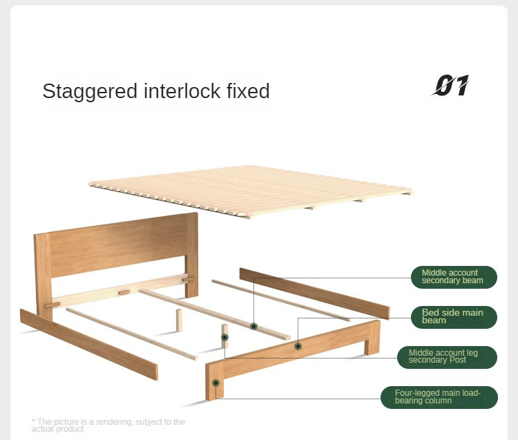 Oak, Rubberwood Solid Wood Bed - SPECIAL PRICE