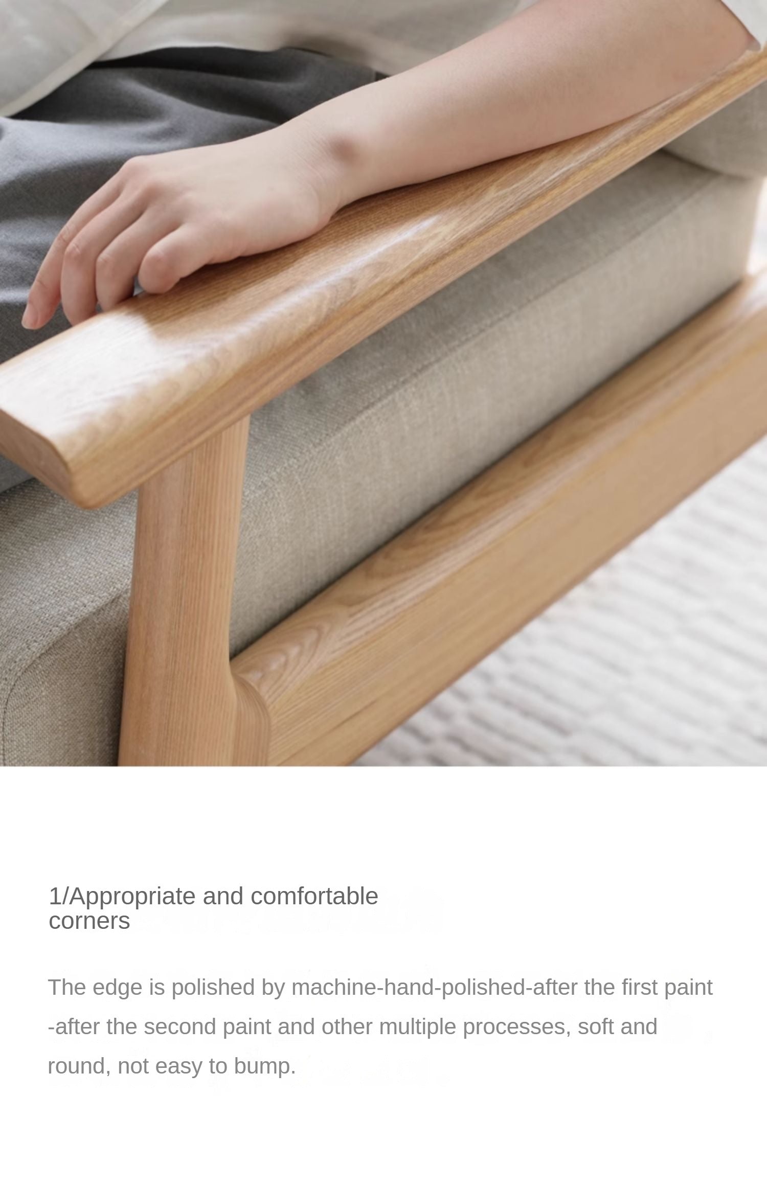 Ash Solid Wood Fabric Leisure Sofa Chair.