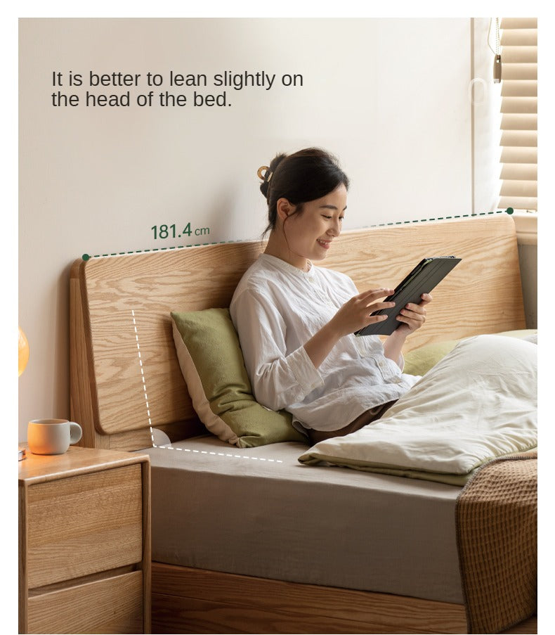 Oak,Rubberwood Solid Wood Box Simple Bed Log Style