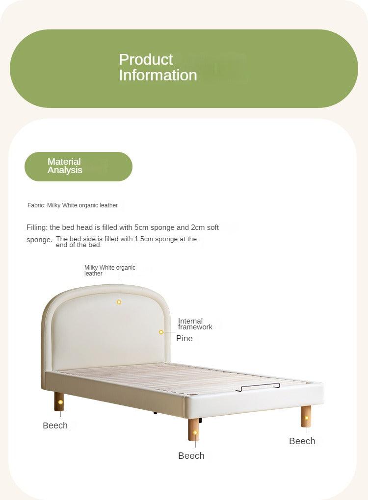 Cream style Organic Leather kid's Bed<