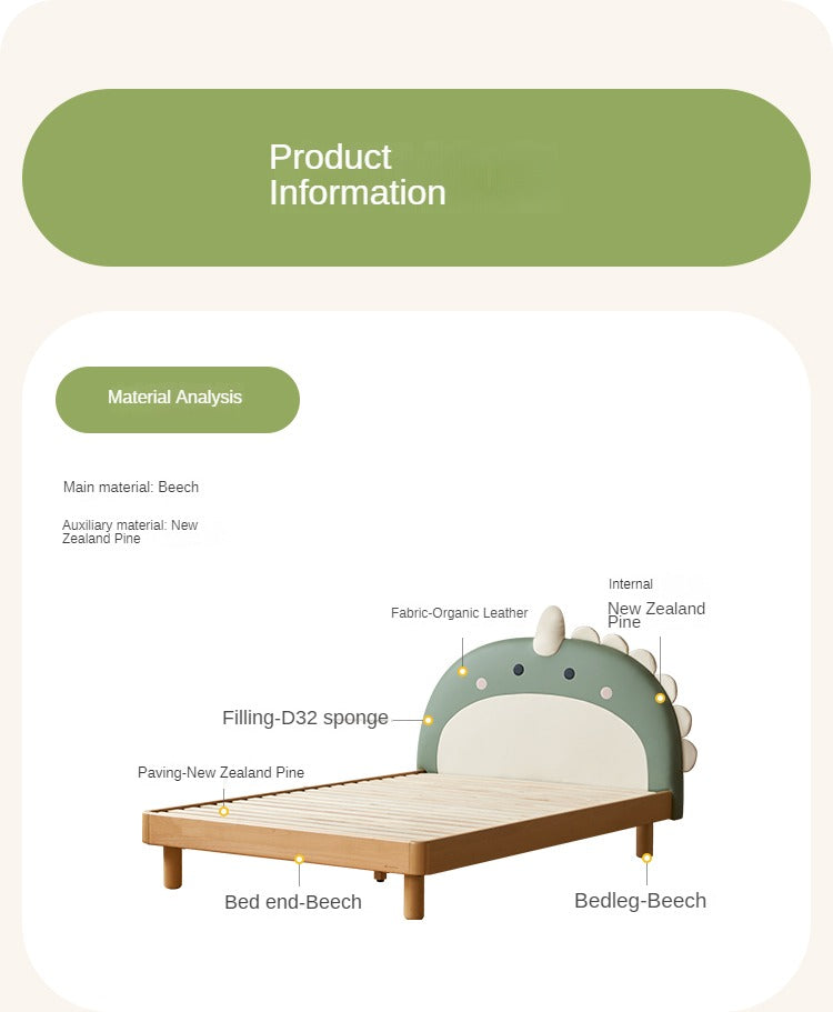 Organic Leather Children's Dinosaur Bed Cartoon Bed<