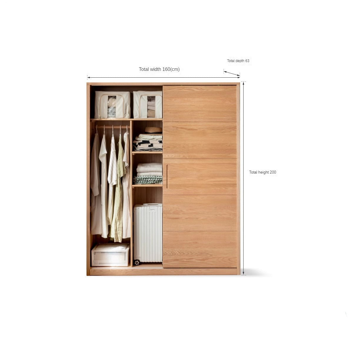 Oak, Pine Solid Wood Sliding Door Wardrobe.