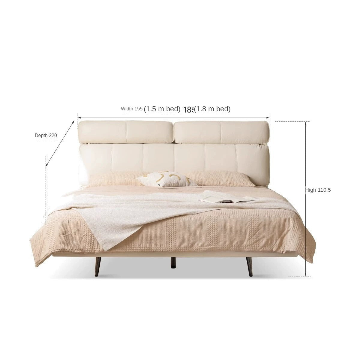 Genuine Leather Bed Milk Suspended Bed Head Layer Cowhide Wedding Bed