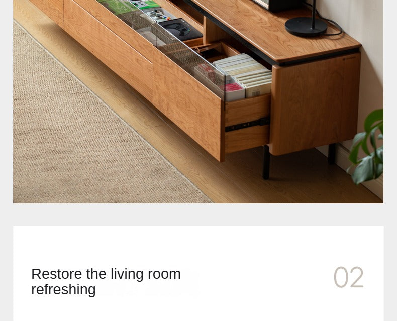 Cherry Solid Wood TV Cabinet Modern Simple))