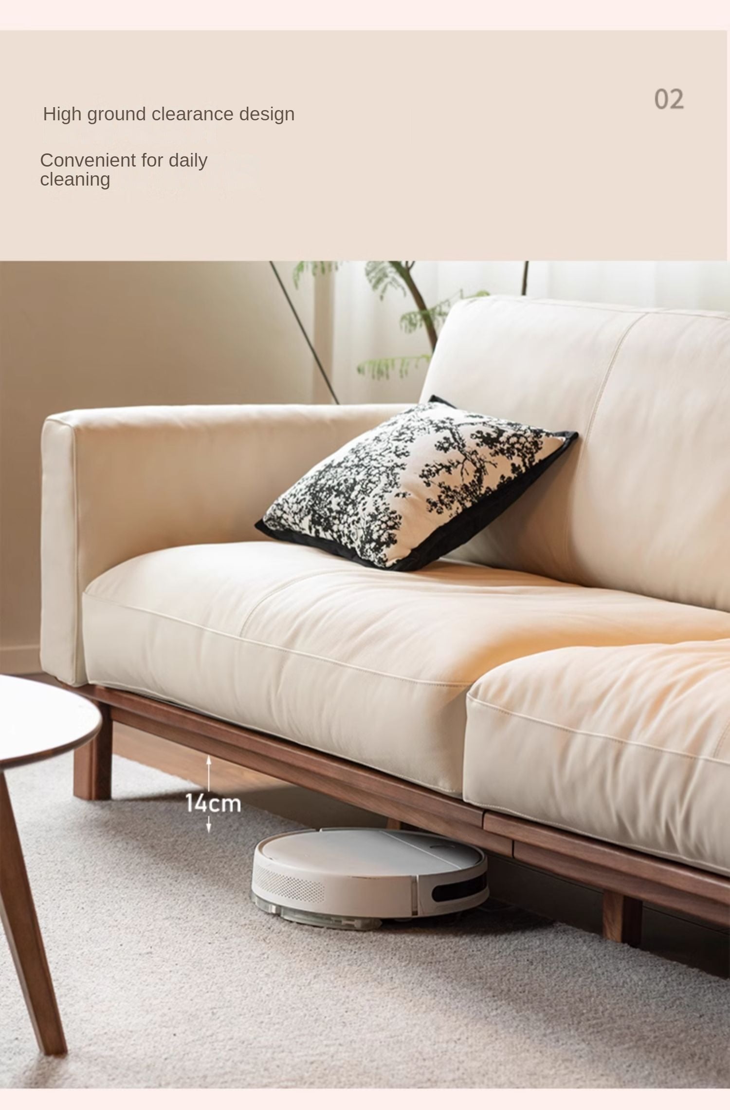 Black Walnut, Ash Solid Wood Leather High Back Sofa,