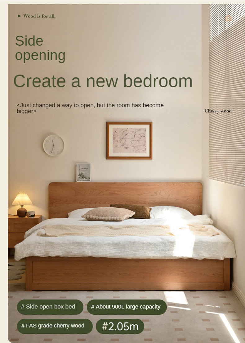Cherry Solid Wood Box Bed
