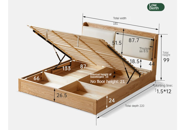 Oak Solid Wood Box Bed Storage Technology Cloth