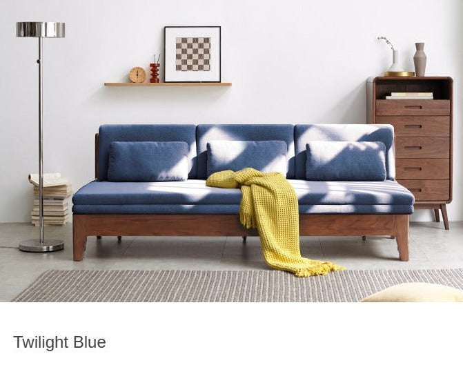 Oak Solid Wood Sofa Bed Dual-purpose Foldable Telescopic Bed