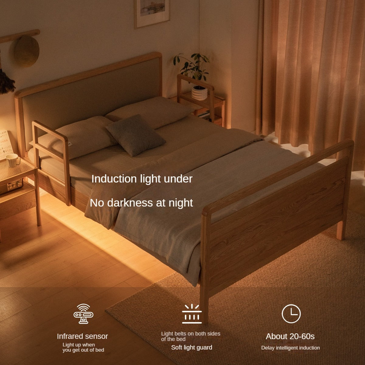 Oak Solid Wood Bed Elderly Bed Suitable For The Elderly High Bed