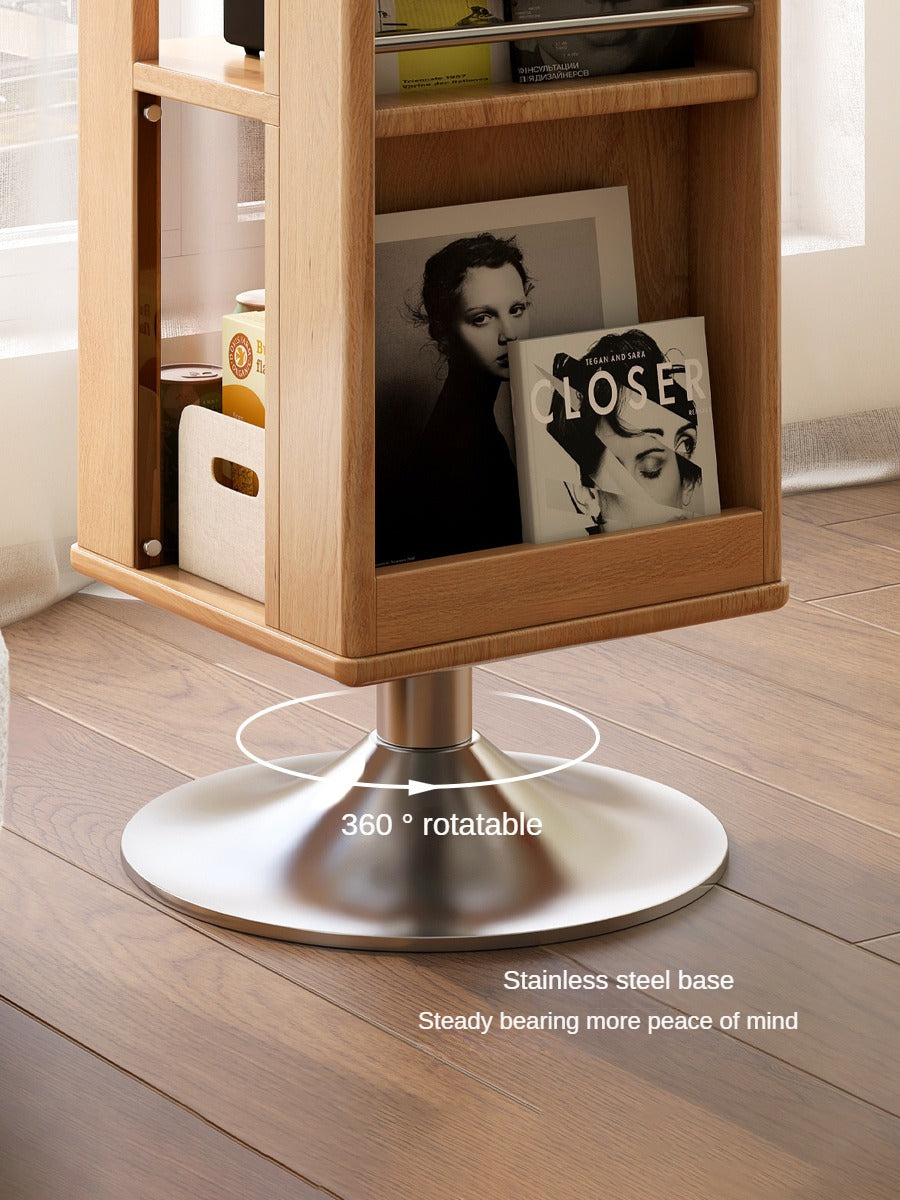 Oak Solid Wood Rotating Side Cabinet.