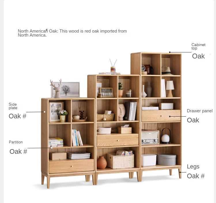 Oak Solid Wood Bookcase Bookshelf