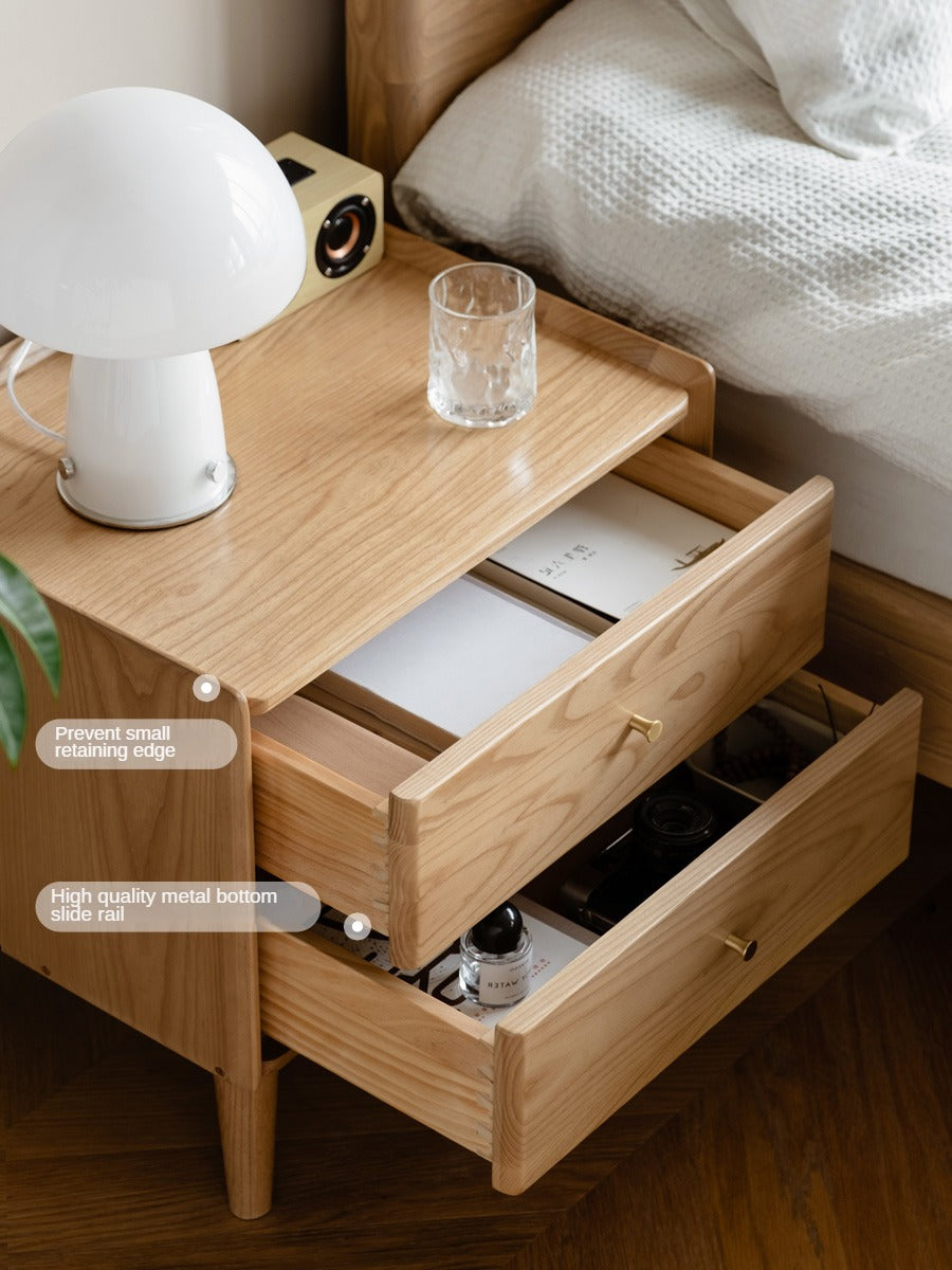 Ash Solid Wood Modern Nightstand.