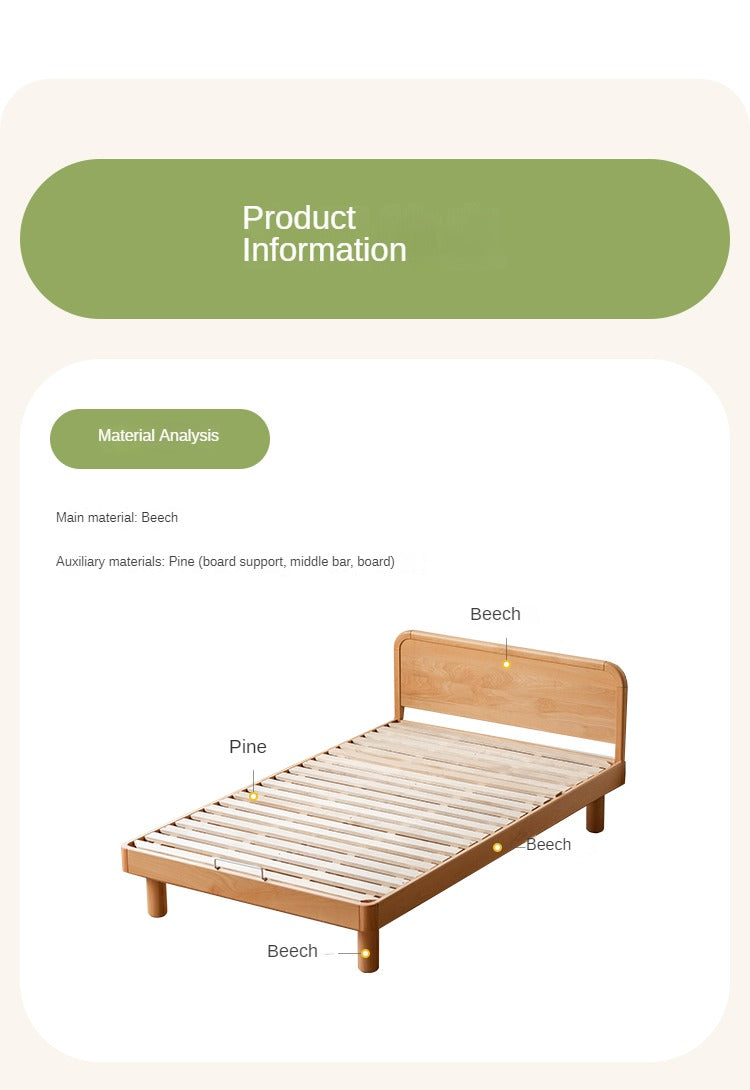 Beech Solid Wood Children's, Montessori Floor Bed<