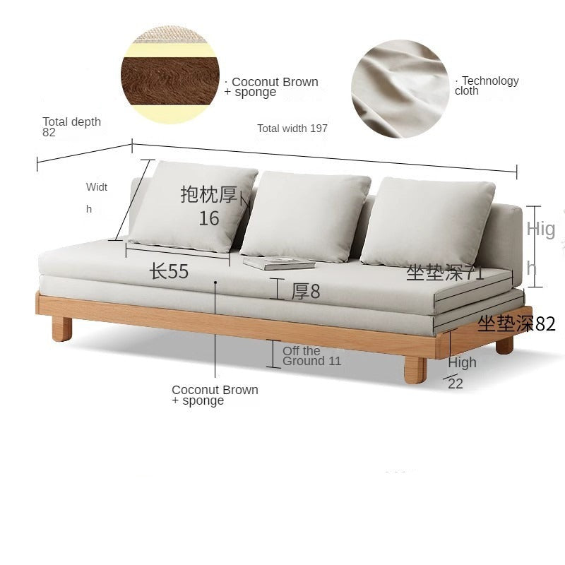 Oak, Beech solid wood sofa bed+