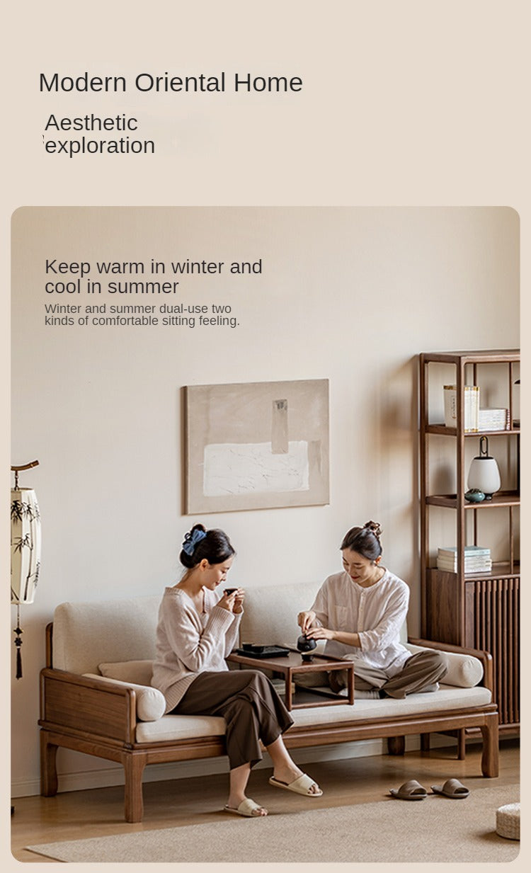 Black Walnut, Oak Solid Wood Dual Use Sofa,