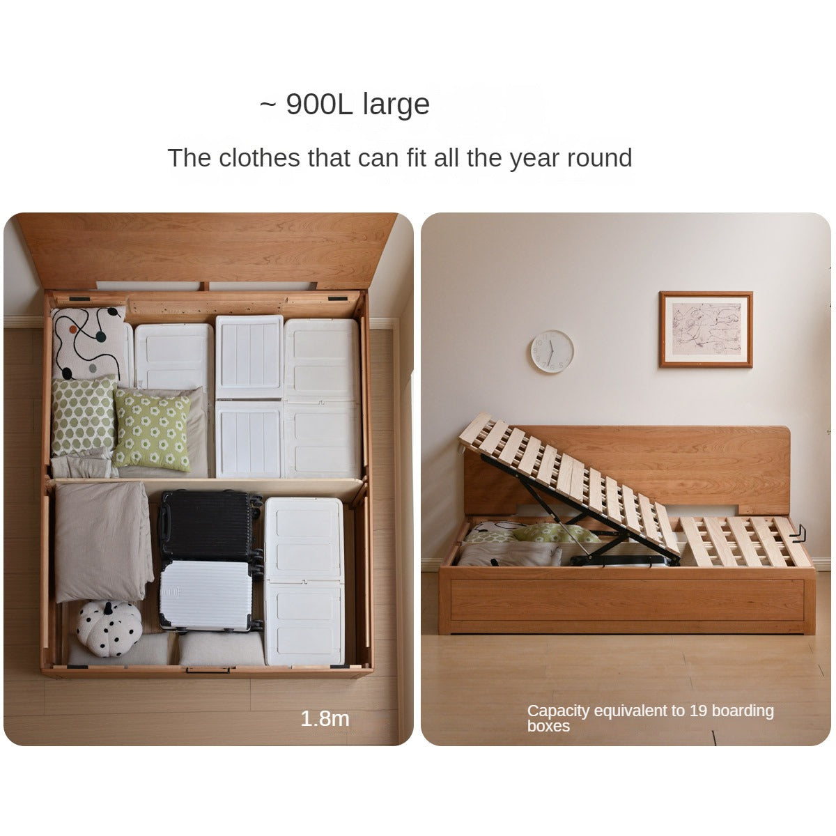 Cherry Solid Wood Box Bed