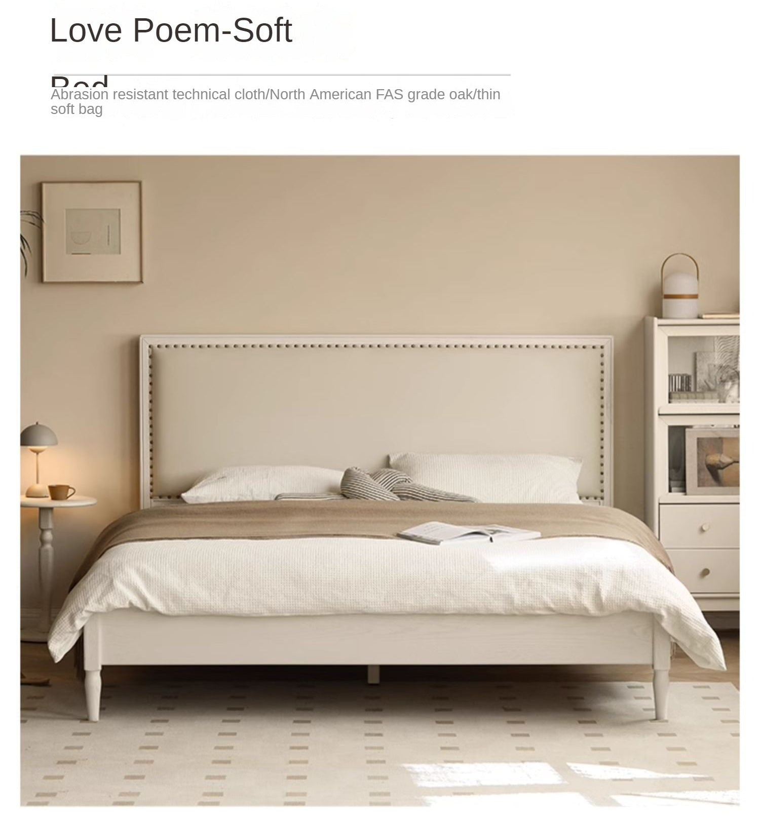 Oak Solid Wood Technology Fabric Soft Bed