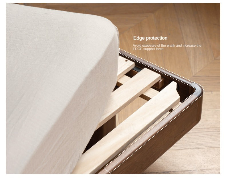 Black Walnut, Oak, Catalpa Solid Wood Floating Bed with Modern Minimalist Design