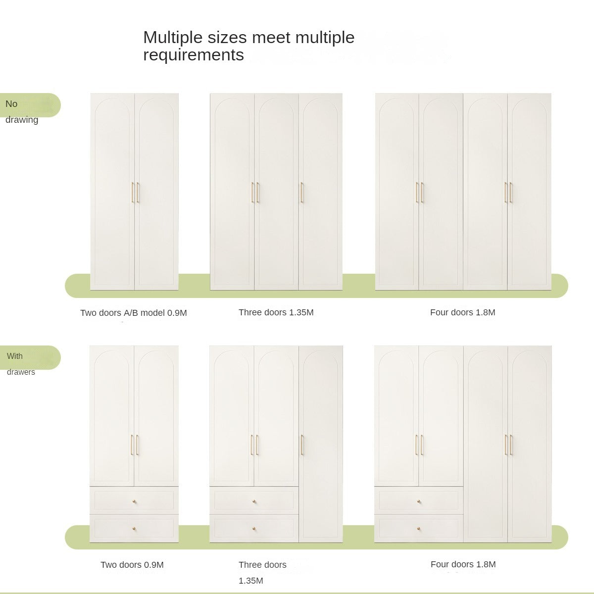 Pine Solid Wood Wardrobe French Cream Style.