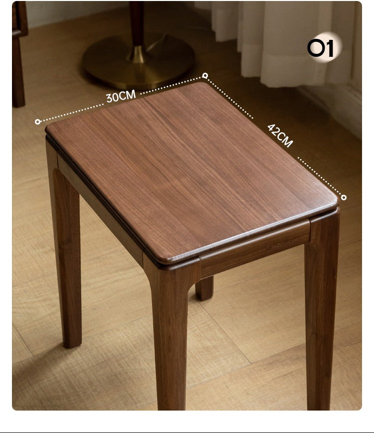 Black Walnut, Oak Solid Wood Makeup Stool